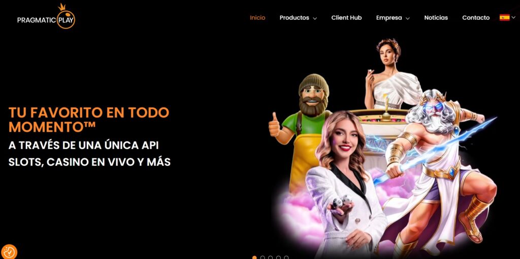 Página principal del sitio oficial de Pragmatic Play: tragamonedas y casino en vivo
