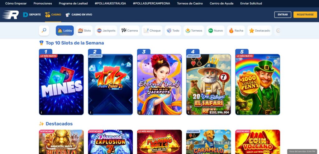 Top 10 de tragamonedas de la semana en la página de inicio de Rushbet